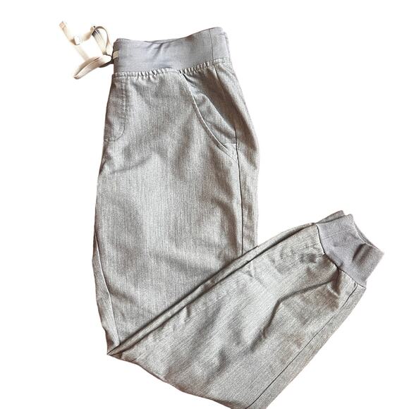 Figs Pants - Figs Zamora Jogger Womens  XS Petite XS/P Graphite Yoga Waistband  Gray Tie